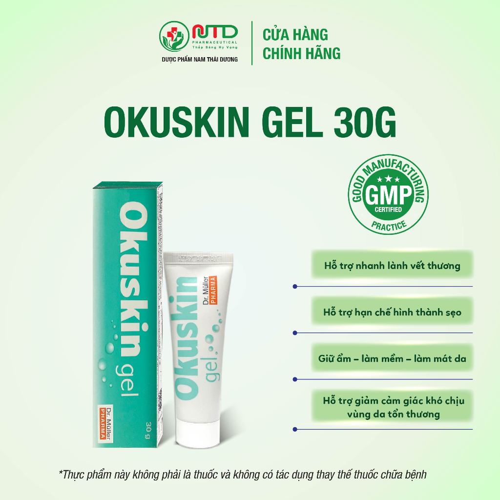 Gel Lành Vết Thương Okuskin 30g - Hỗ Trợ Phục Hồi Vết Thương Hở, Trầy Xước, Hạn Chế Sẹo - Chính Hãng