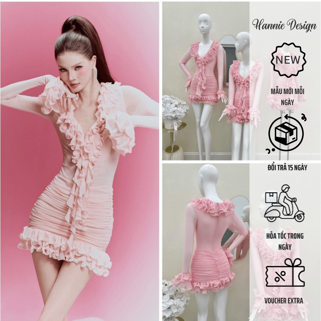 Đầm body lưới cuốn bèo thiết kế - ELARA DRESS