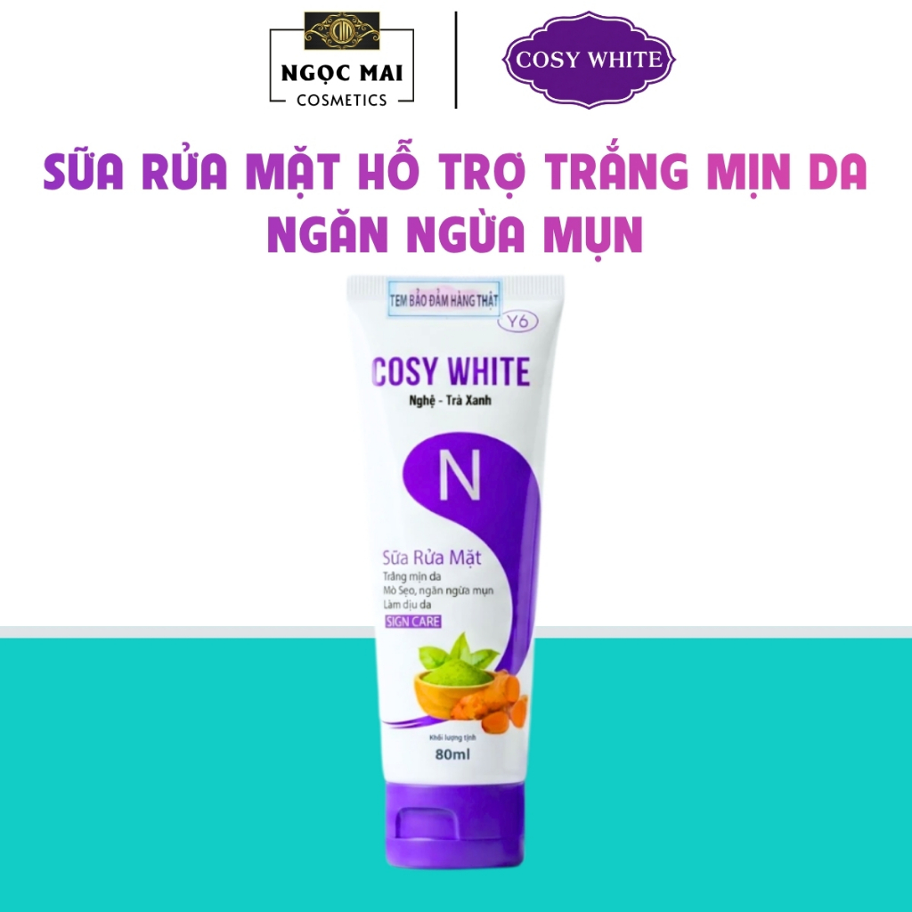 Sữa Rửa Mặt Hỗ Trợ Trắng Mịn Da, Ngừa Mụn Cosy White Nghệ - Trà Xanh (80ml)