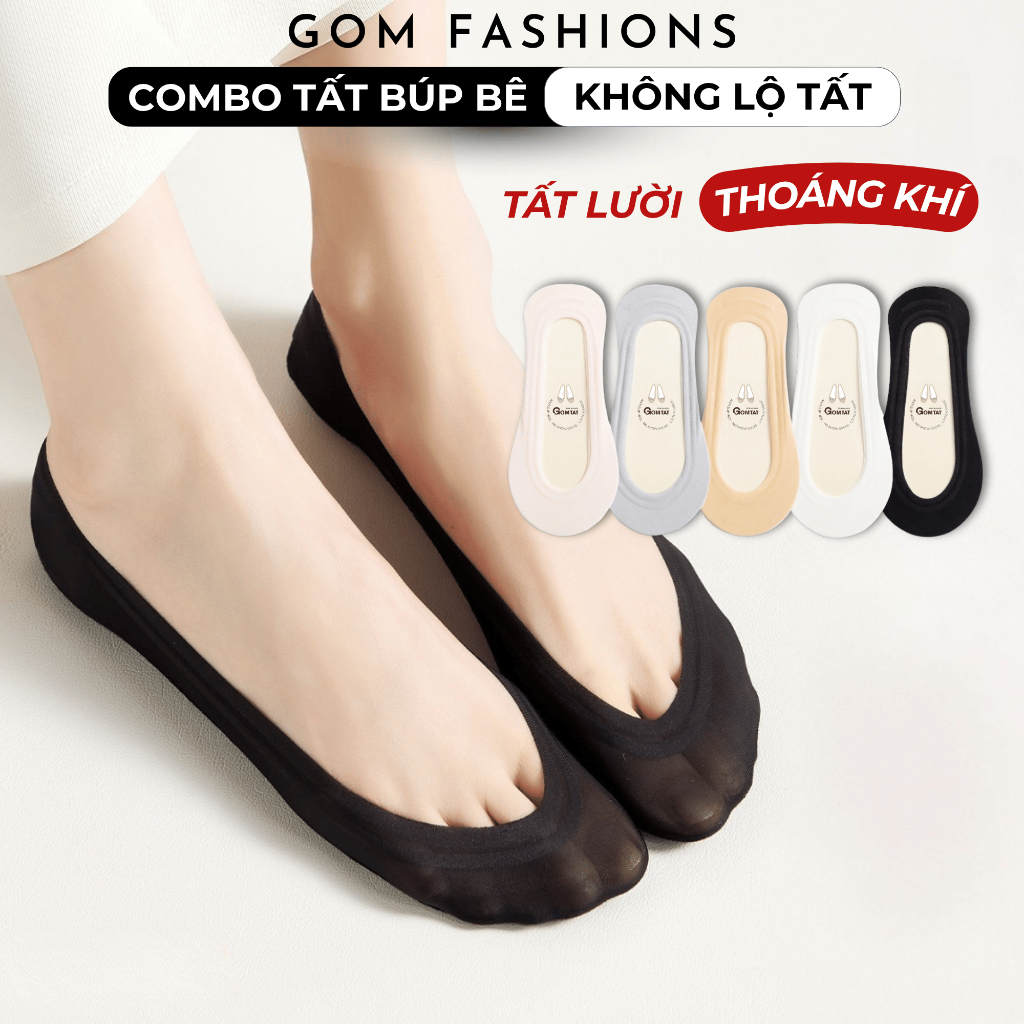Tất lười nữ có đệm cao su chống trượt GOMTAT, vớ mang giày búp bê mùa hè chất…