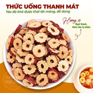 Táo đỏ thái lát 100g, táo đỏ Hàn Quốc sấy giòn, không tẩm đường, dùng pha trà, chưng yến, nấu chè