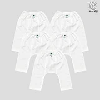 Set 5 Quần Dài Sơ Sinh Trắng Rã Đáy Cotton Mềm Mại Cho Bé Mặc Tã 3-10kg