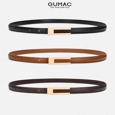[QUÀ TẶNG] Thắt Lưng Nữ GUMAC Da PU Bản Nhỏ Khóa Kim Loại Vàng Thanh Lịch GUDN0726