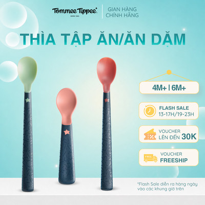 (TÁCH LẺ MÀU NGẪU NHIÊN) Thìa Ăn Dặm/ Tập Ăn Dành Cho Bé Từ 4 Tháng Tommee Tippee