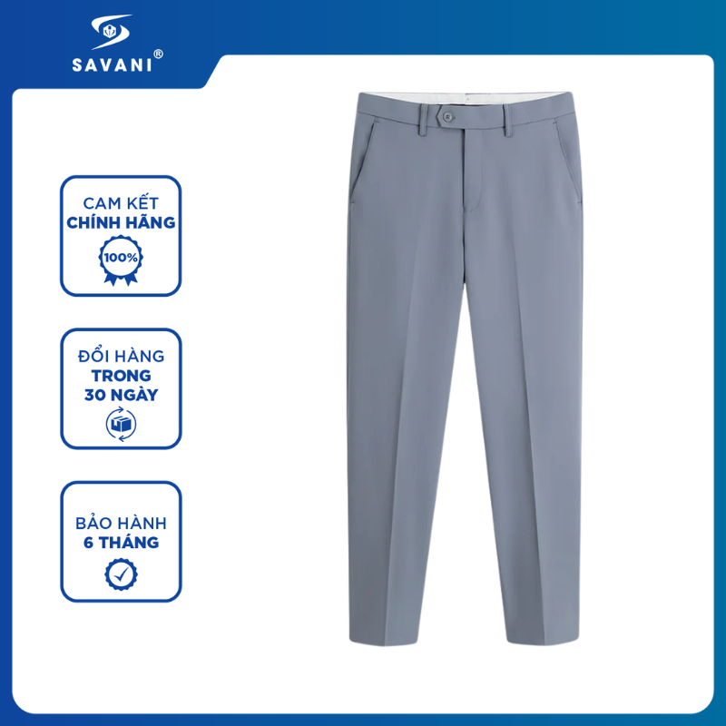 Quần Âu Nam Cạp Thường SAVANI, Chất Vải Dày Dặn, Dáng SlimFIt Đứng Form MQAQ011K6