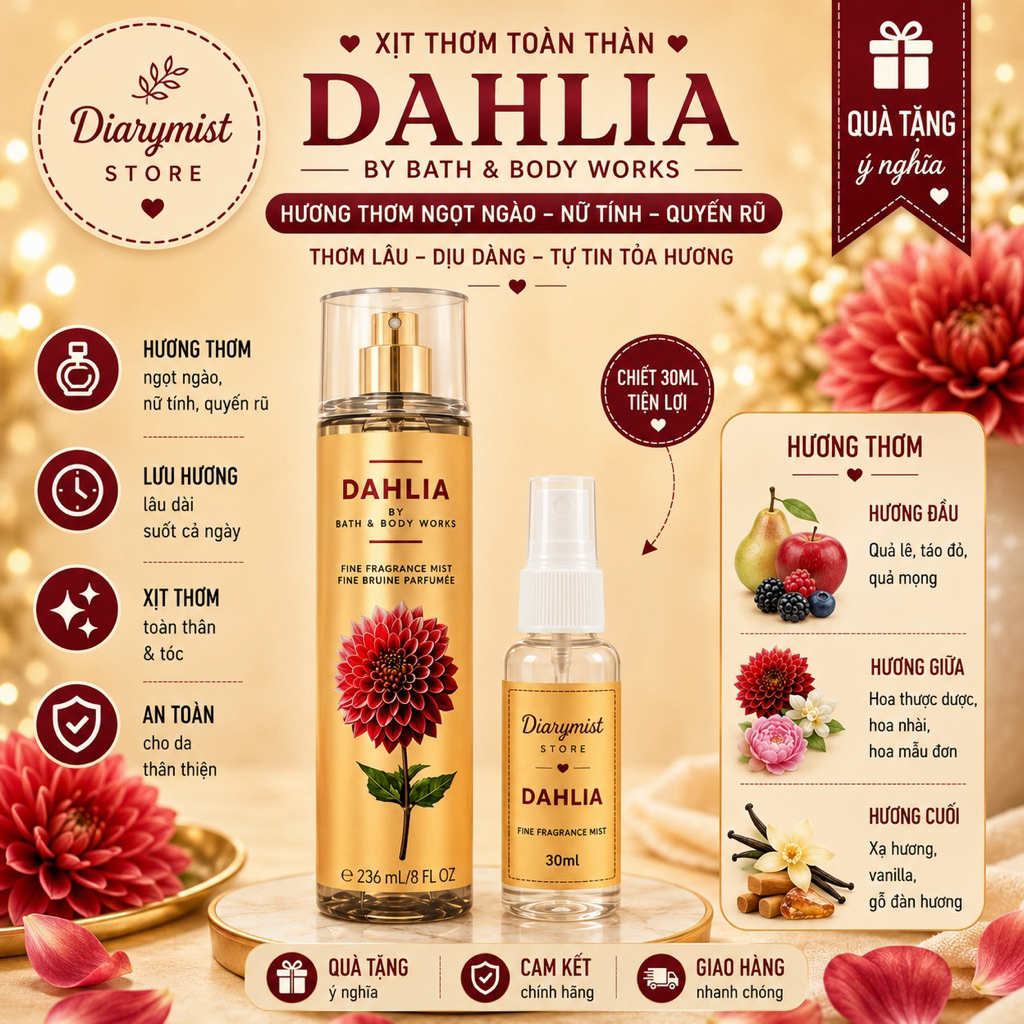 𝐃𝐢𝐚𝐫𝐲𝐦𝐢𝐬𝐭.𝐬𝐭𝐨𝐫𝐞 Xịt thơm Bath & Body Works - Dahlia