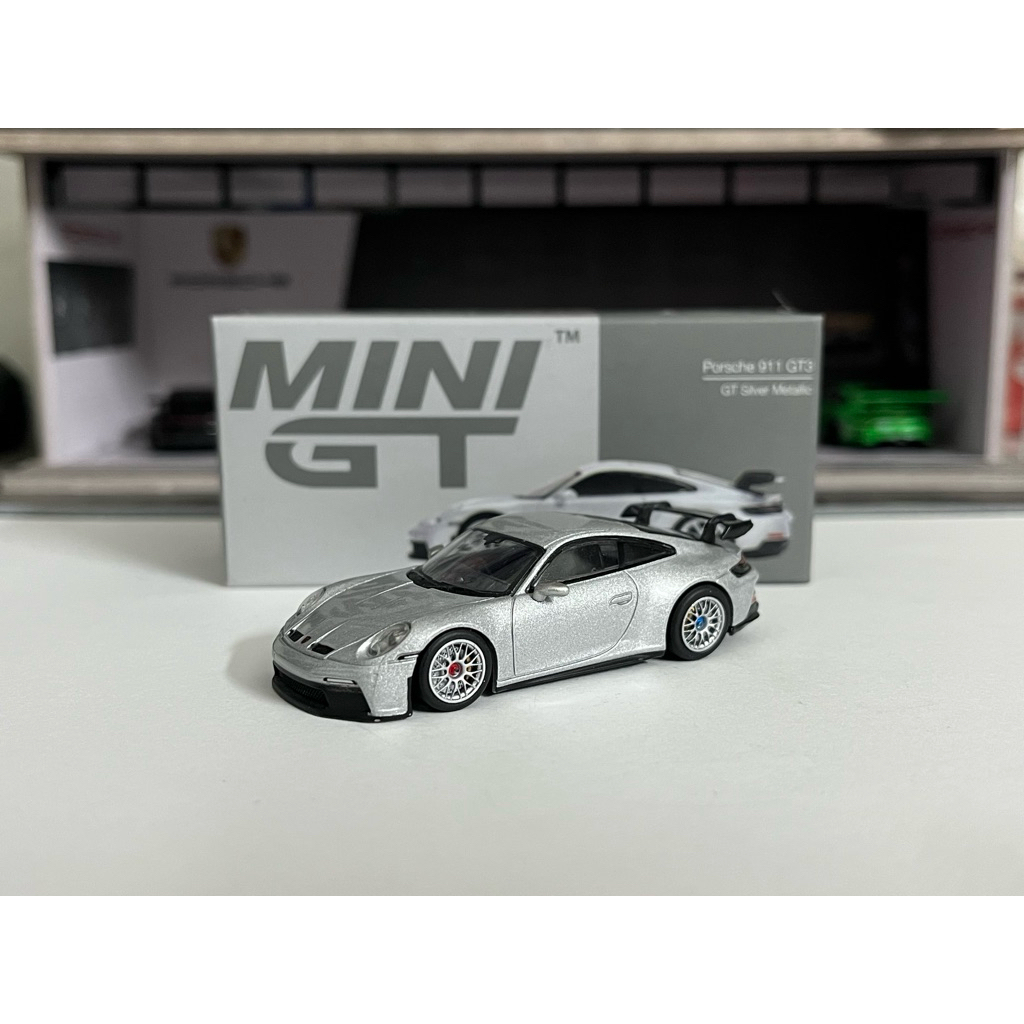 Xe mô hình Mini GT 390 Porsche 911 GT3 Silver Metallic LOOSE