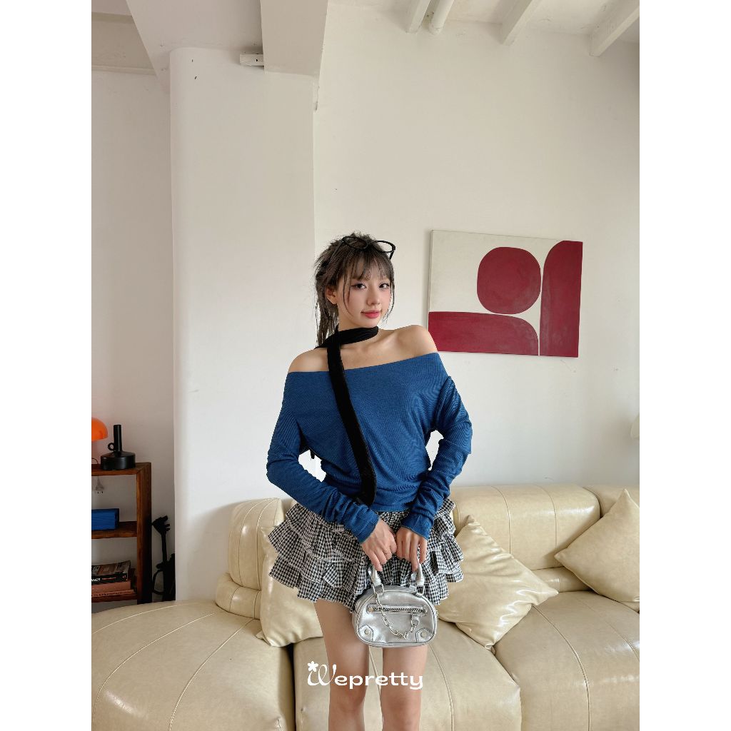 AH07 LUNA TOP Wepretty Clothes Vải Thun Tơ Vềm Mại Trễ Vai Dáng Rũ