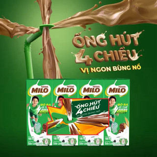 Thùng 48 hộp sữa lúa mạch Milo 180ml (Phiên bản ống hút 4 chiều)
