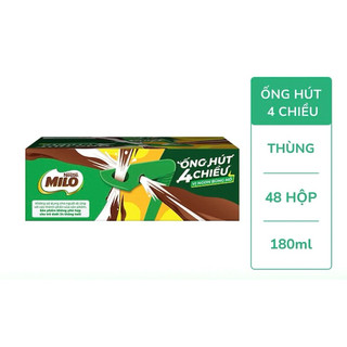 Thùng 48 hộp sữa lúa mạch Milo 180ml (Phiên bản ống hút 4 chiều)
