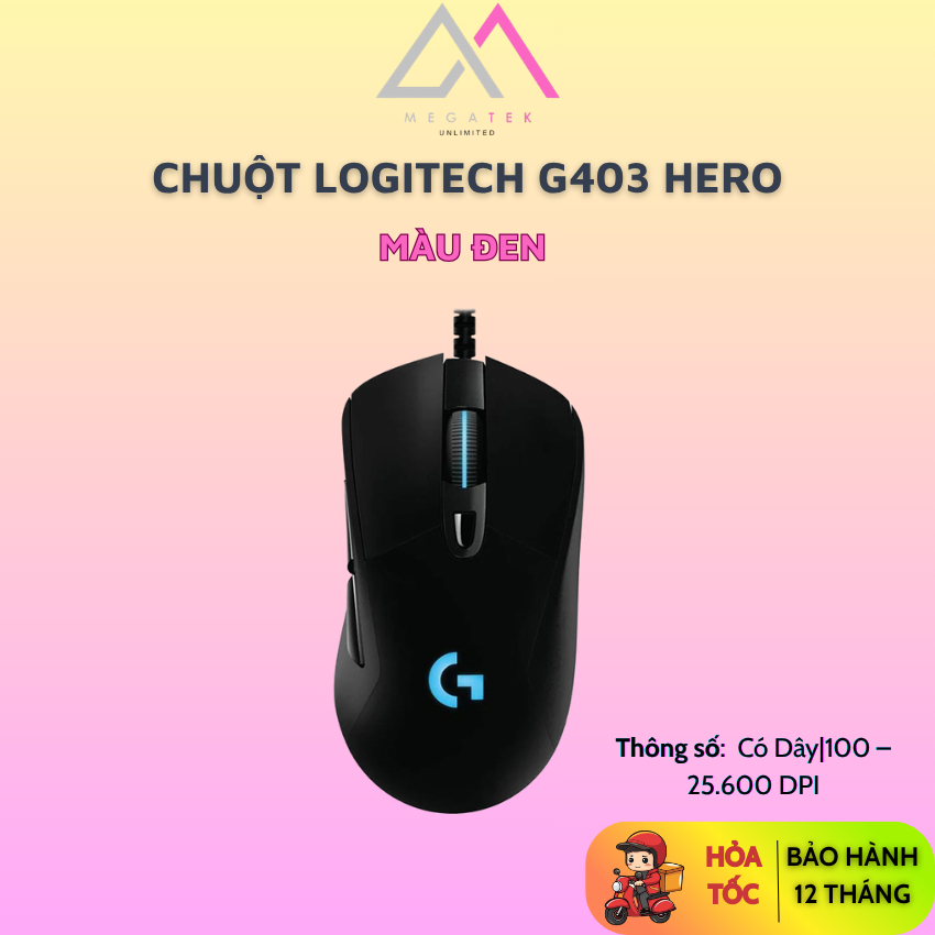 Chuột gaming Logitech G403 Hero - Bảo hành 24 tháng