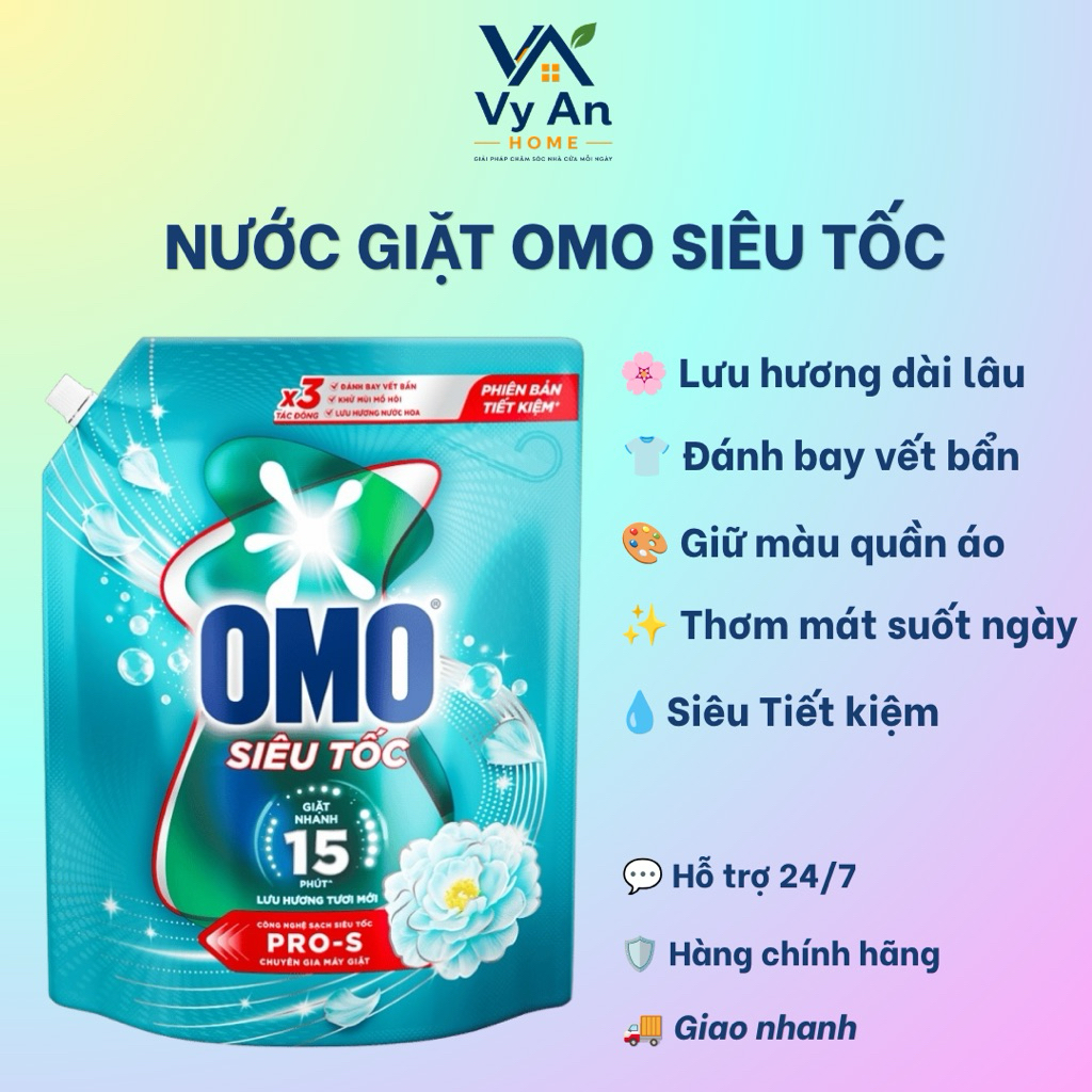 [MỚI] Nước giặt Omo Siêu Tốc đầu tiên ở Việt Nam|Túi 3.4KG| Thiết kế dành riêng giành cho giặt nhanh