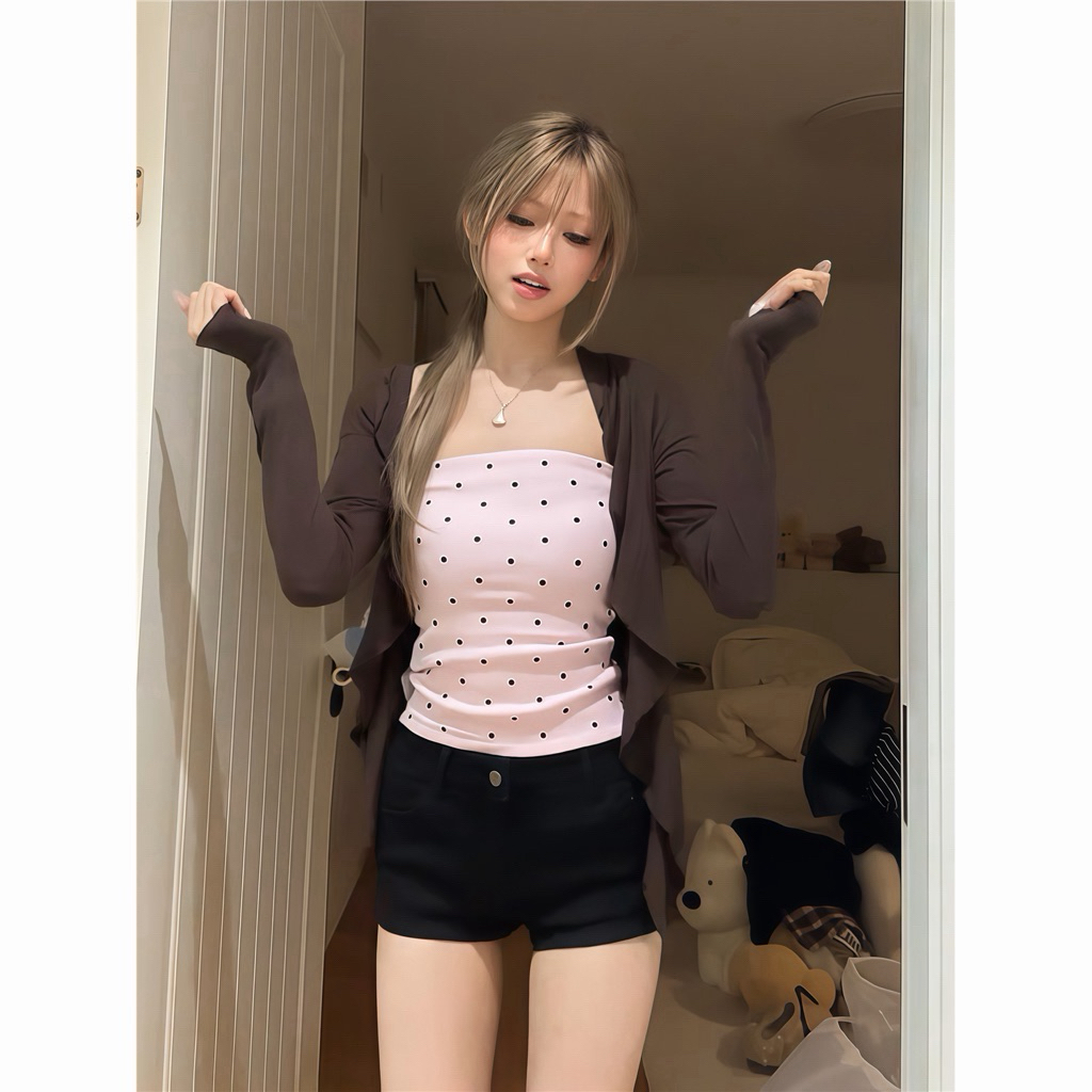 𝑪𝒉𝒐𝒄𝒐• [ Order ] Áo Quây Chấm Bi Kèm Khoác Ngoài