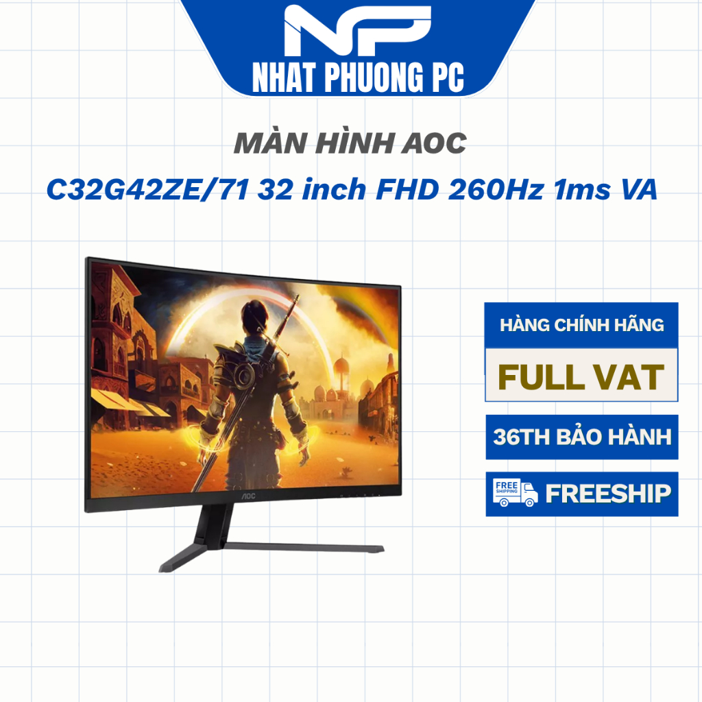 Màn hình Gaming AOC C32G42ZE/71 32 inch FHD 260Hz 1ms VA Cong