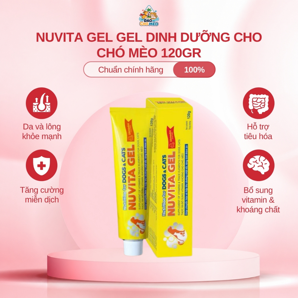 NUVITA GEL Gel Dinh Dưỡng Bổ Sung Vitamin Và Khoáng Chất Có Lợi Dành Cho Chó Mèo 120Gr - Đảo Chó Mèo