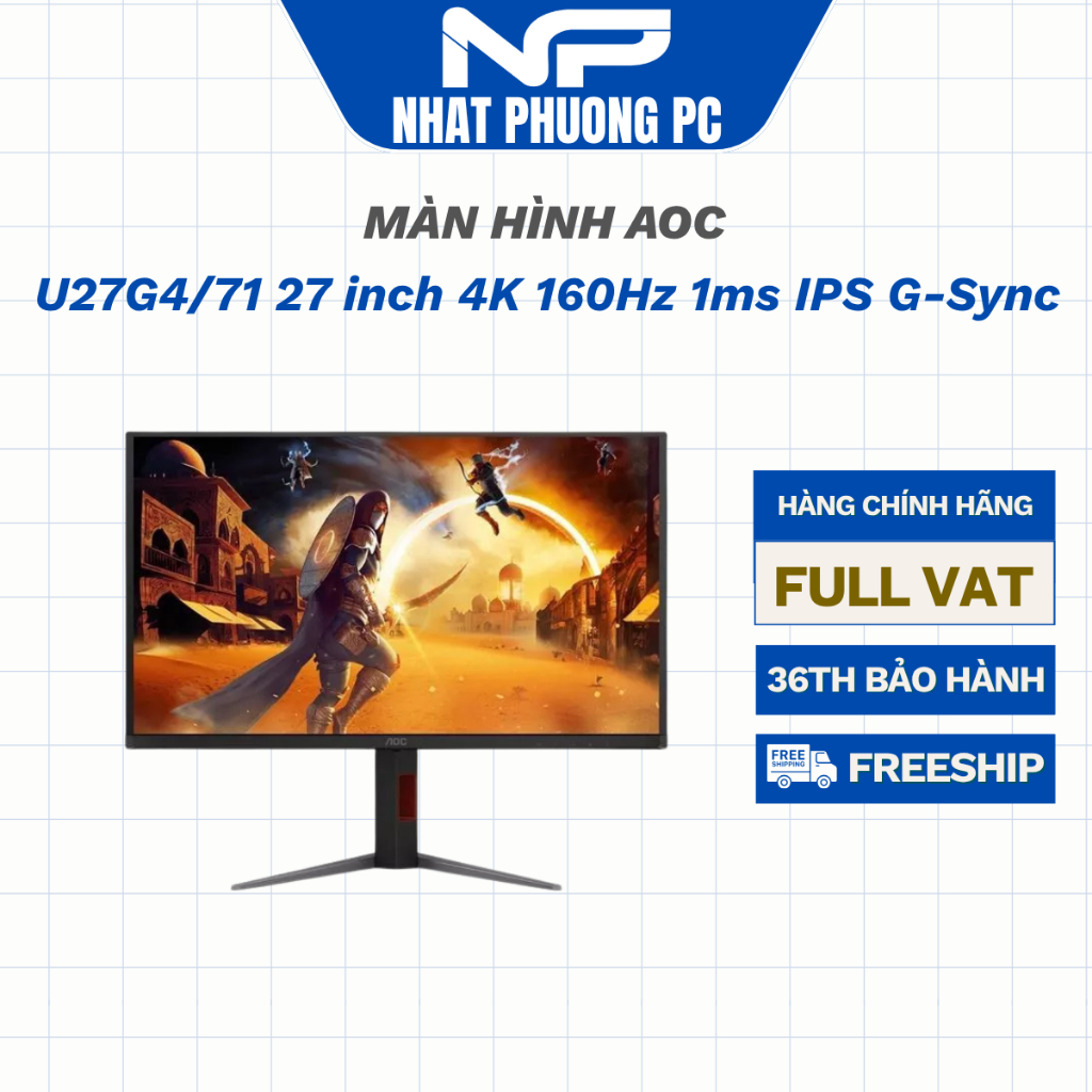Màn Hình Gaming AOC U27G4/71 27 inch 4K 160Hz 1ms IPS G-Sync