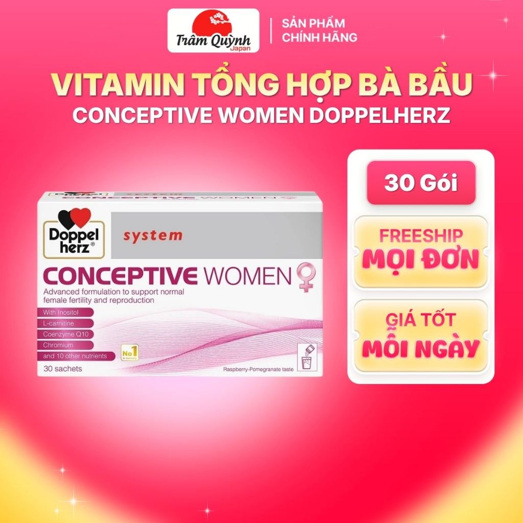Conceptive Women Doppelherz Giúp Bổ Trứng, Tăng Khả Năng Thụ Thai, Vitamin Tổng Hợp Cho Bà Bầu Hộp 3