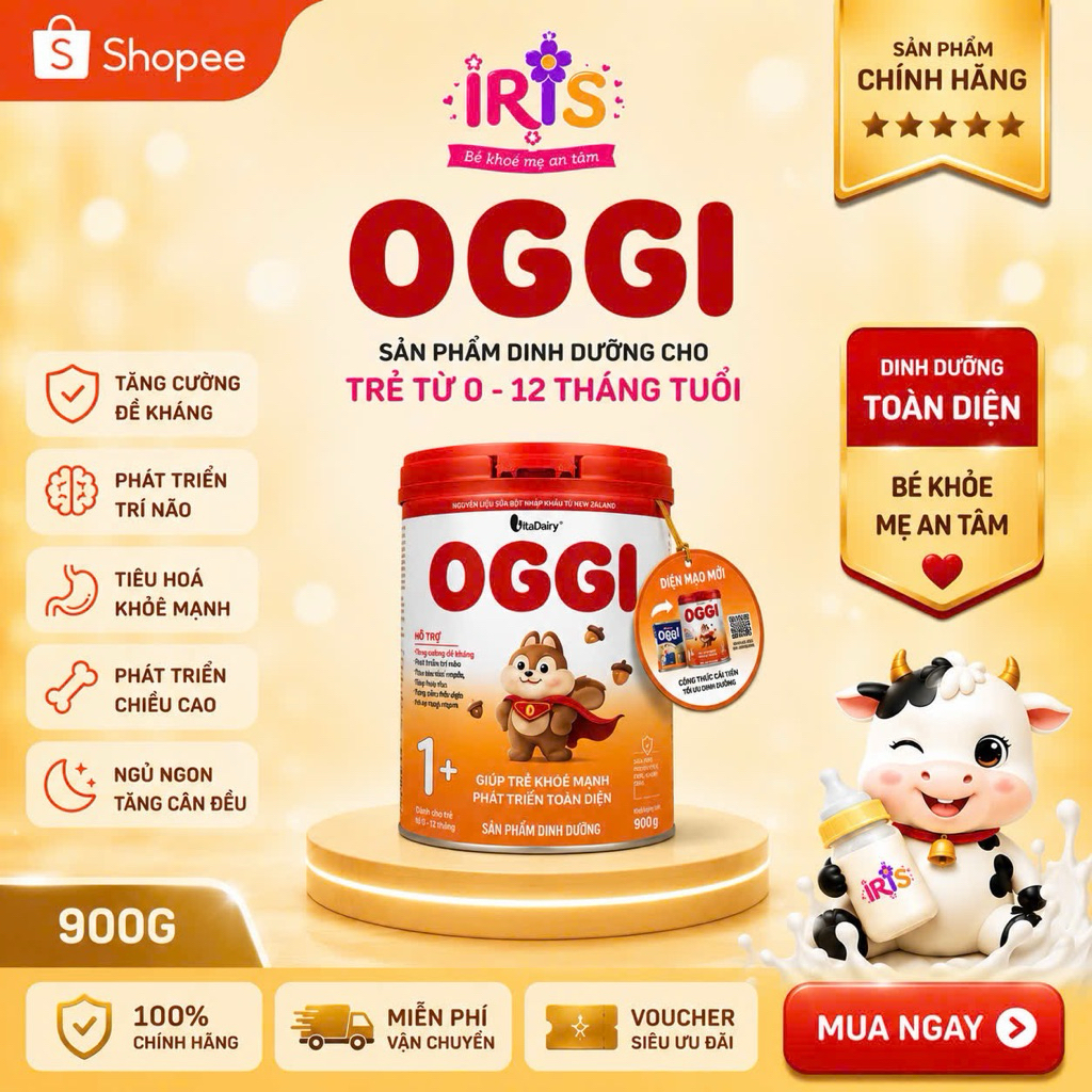 Sữa Bột OGGI 1+ 900G - Phát Triển Toàn Diện, Giúp Bé Khoẻ Mạnh - VitaDairy