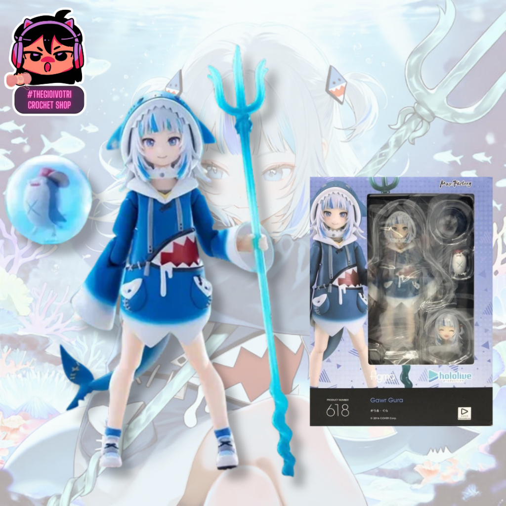 FIGMA 618 (AUTHENTIC) HIGH QUALITY ACTION FIGURE "GAWR GURA- HOLOLIVE" (2ND FULLBOX))