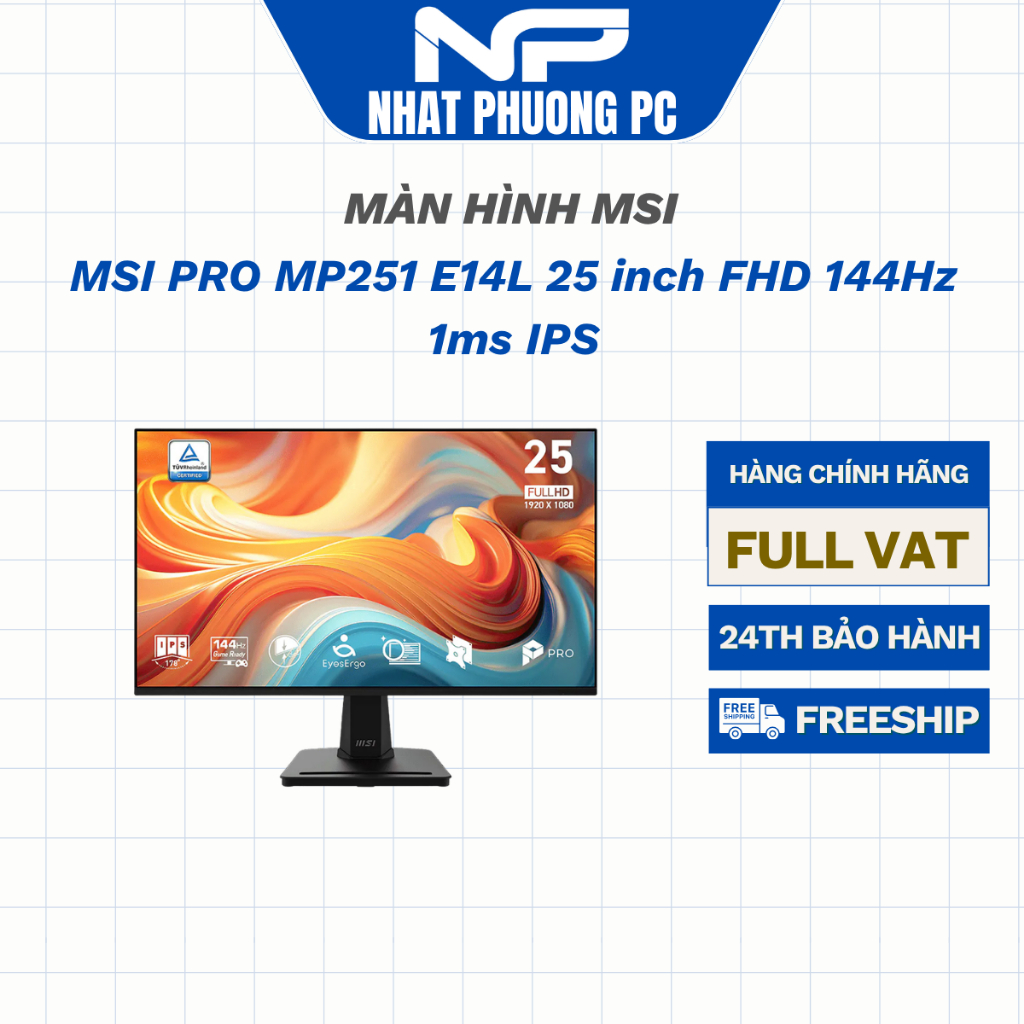 Màn Hình MSI PRO MP251 E14L 25 inch FHD 144Hz 1ms IPS
