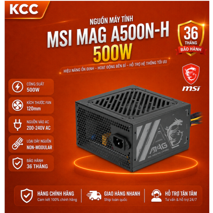 Nguồn máy tính MSI MAG A500N-H 500W bảo hành chính hãng 3 năm