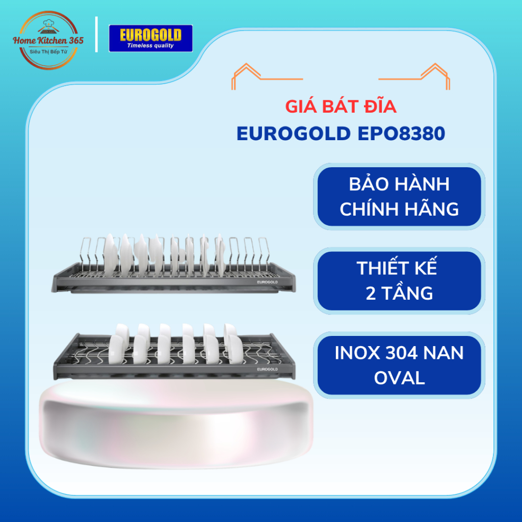 Giá Bát Cố Định Inox 304 Eurogold EPV8080/EPO8380 - Tối Ưu Hóa Không Gian Bếp Sang Trọng