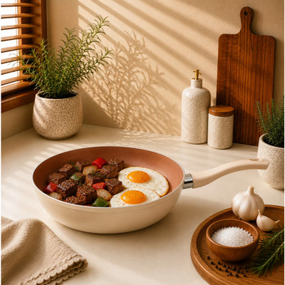 Chảo chống dính Ceramic Elmich Plus Mocha Size 20,24,26,28cm