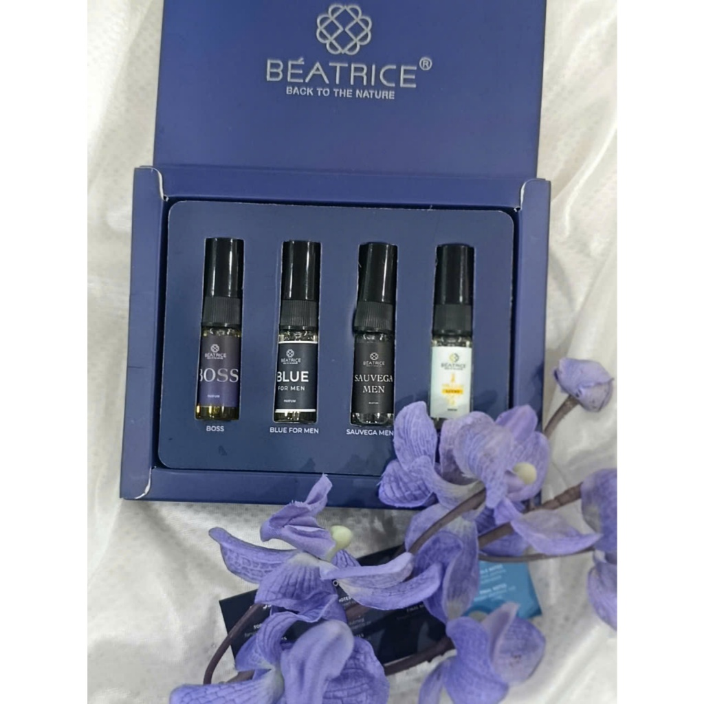 Set nước hoa nam Beatrice 4 mùi 3ml: 1 Million Lucky, Sauvega Men, Blue For Men và Boss