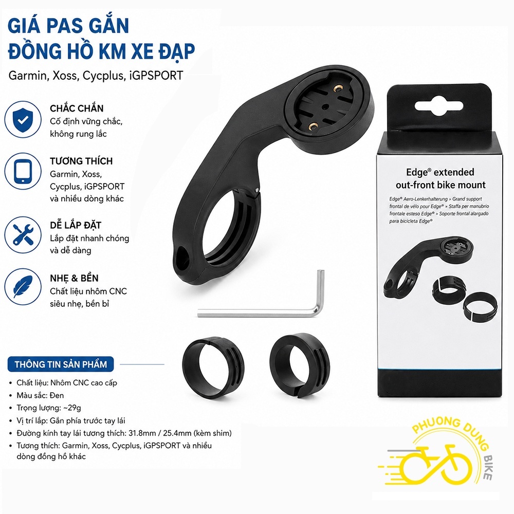 Giá pas gắn đồng hồ km xe đạp Garmin, Xoss, Cycplus, iGPSPORT - Nhãn hiệu Garmin