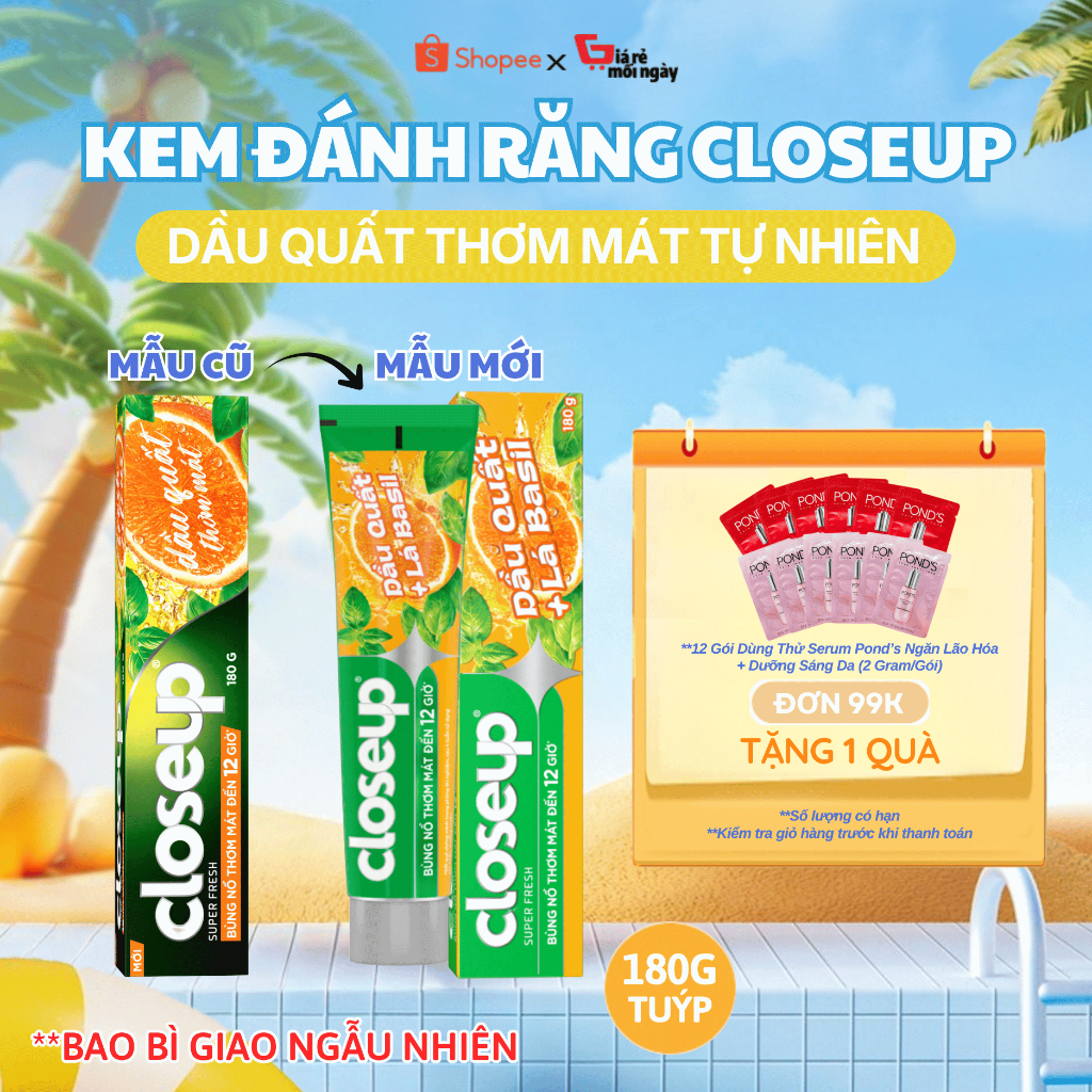 Kem Đánh Răng Closeup Dầu Quất Detox 180gr