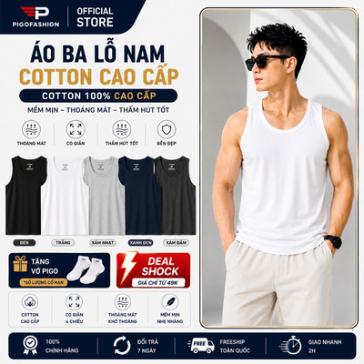 [Combo 1-3-5] Áo ba lỗ nam cotton Pigo thoát nhiệt khử mùi thoáng mát Mặc Lót, Mặc Nhà Mềm Mịn Không Xù Lông ABL01