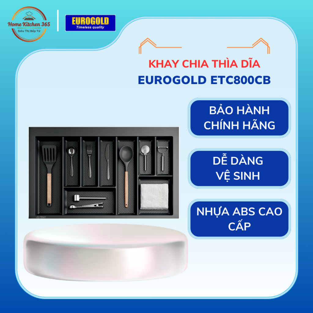 Khay chia Eurogold ETC800/ETC800CB khay chia thìa đũa dĩa bằng nhựa cao cấp lắp ngăn kéo tủ bếp