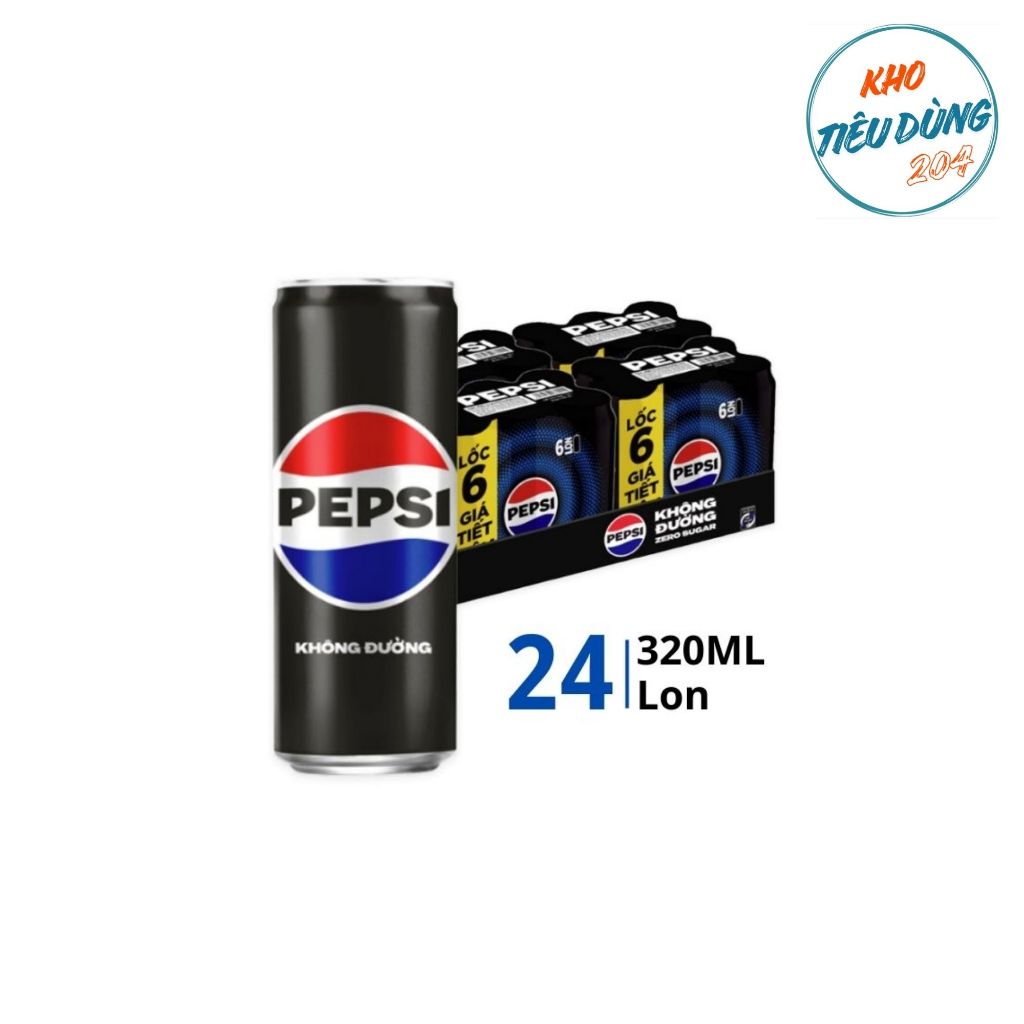 [1 Thùng] Pepsi Không Calo 320Ml (24 Lon)