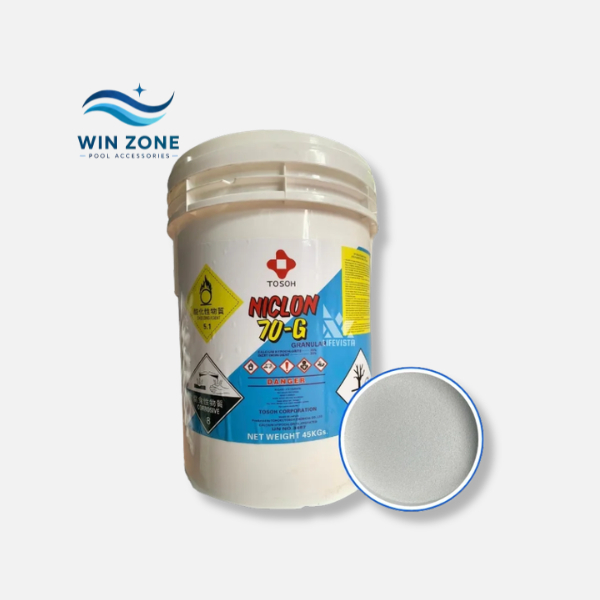 Thùng 45KG Clo 70% Xử Lý Nước Hồ Bơi, Clo Niclon 70-G, Clo Dạng Bột, Bột Clorin Hạt Nhỏ