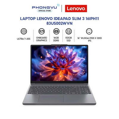 Laptop Lenovo IdeaPad Slim 3 16IPH11 - 83US002WVN (Ultra 7-355/ 16GB/ 512GB/ Windows 11 Home SL) -Bảo hành 24 tháng