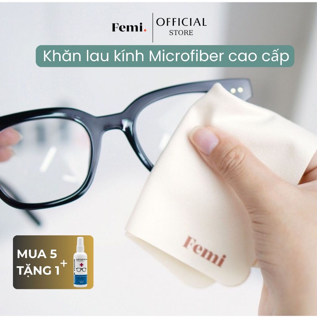 Khăn lau kính Femi micro fiber cao cấp, khăn lau lens máy ảnh, màn hình điện thoại