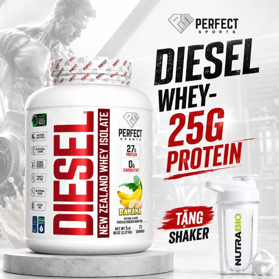 Sữa tăng cơ Diesel Whey Protein Isolate Perfect Sports 5Lbs - 75 servings (Canada)