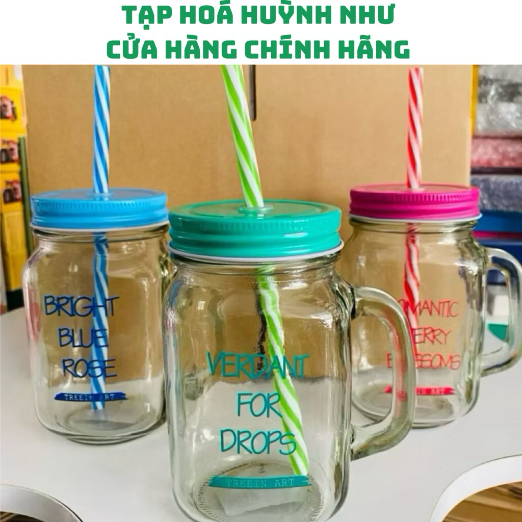 [CHÍNH HÃNG]LY QUAI THUỶ TINH CÓ ỐNG HÚT 480ml