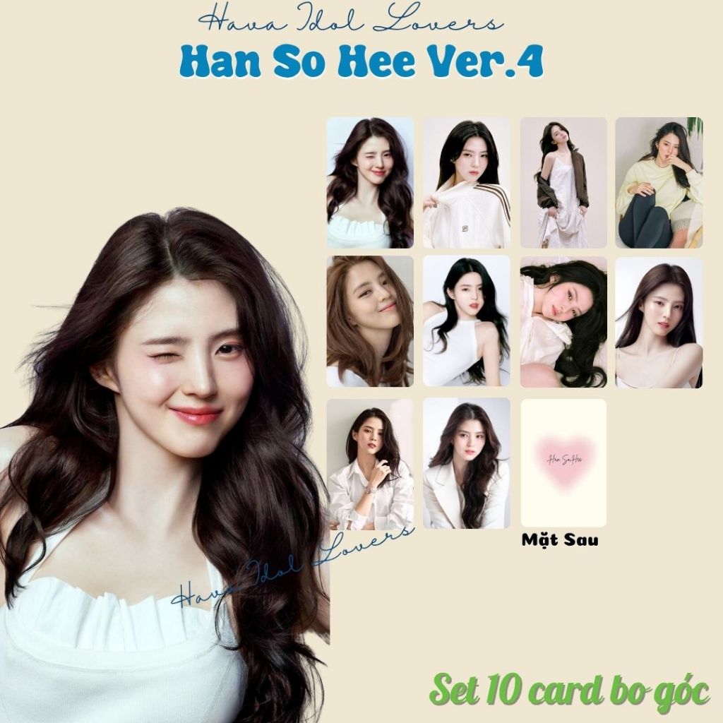 Set 10 Card Bo Góc Han So Hee – Ảnh Concept Xinh, Giấy C300 Cao Cấp tặng kèm Sleeves