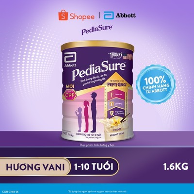 Sữa bột Pediasure 1.6kg Hương Vani Cho Trẻ Từ 1-10 Tuổi
