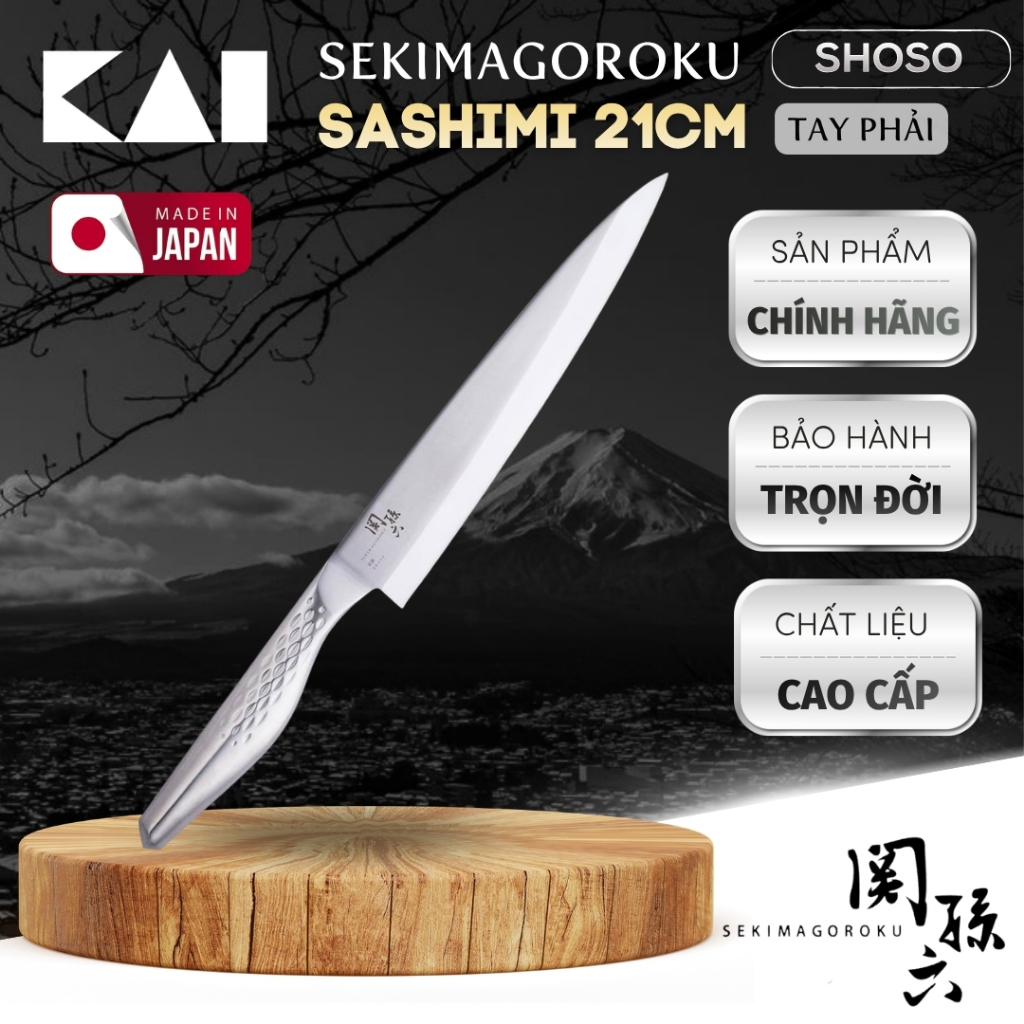 Dao sashimi Nhật KAI Sekimagoroku Shoso Yanagiba Dao tay phải chuyên dụng cho cắt thái sushi sashimi
