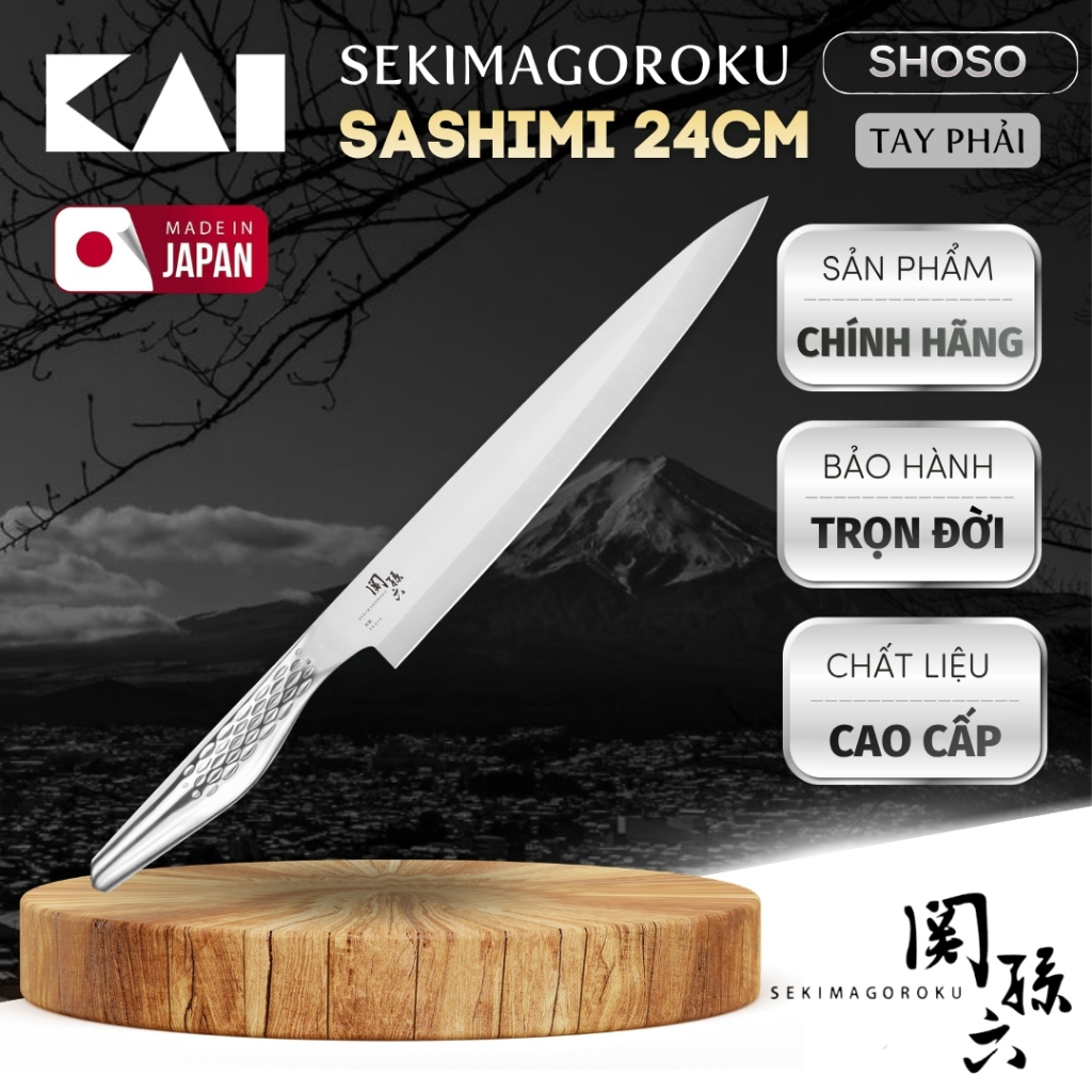 Dao sashimi Nhật KAI Sekimagoroku Shoso Yanagiba Dao tay phải chuyên dụng cho cắt thái sushi sashimi
