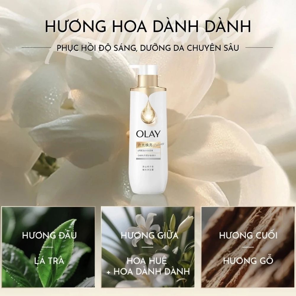 Ảnh 2 của Sữa Tắm OLAY B3 Sáng Da Hương Hoa Dành Dành và Luminous Hương Hoa Hồng/ Trái Vải Làm Sạch Dịu Nhẹ