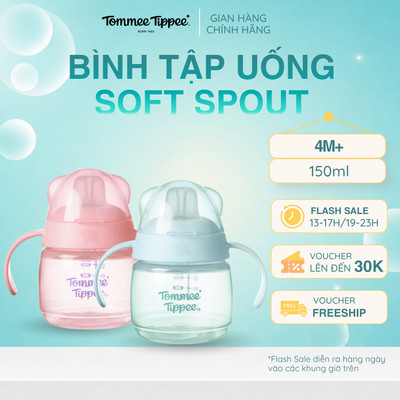 Bình Tập Uống Nước Có Vòi Mút Chống Tràn, Chống Sặc Tommee Tippee Soft Spout, 150ml, Cho Bé Từ 4 Tháng