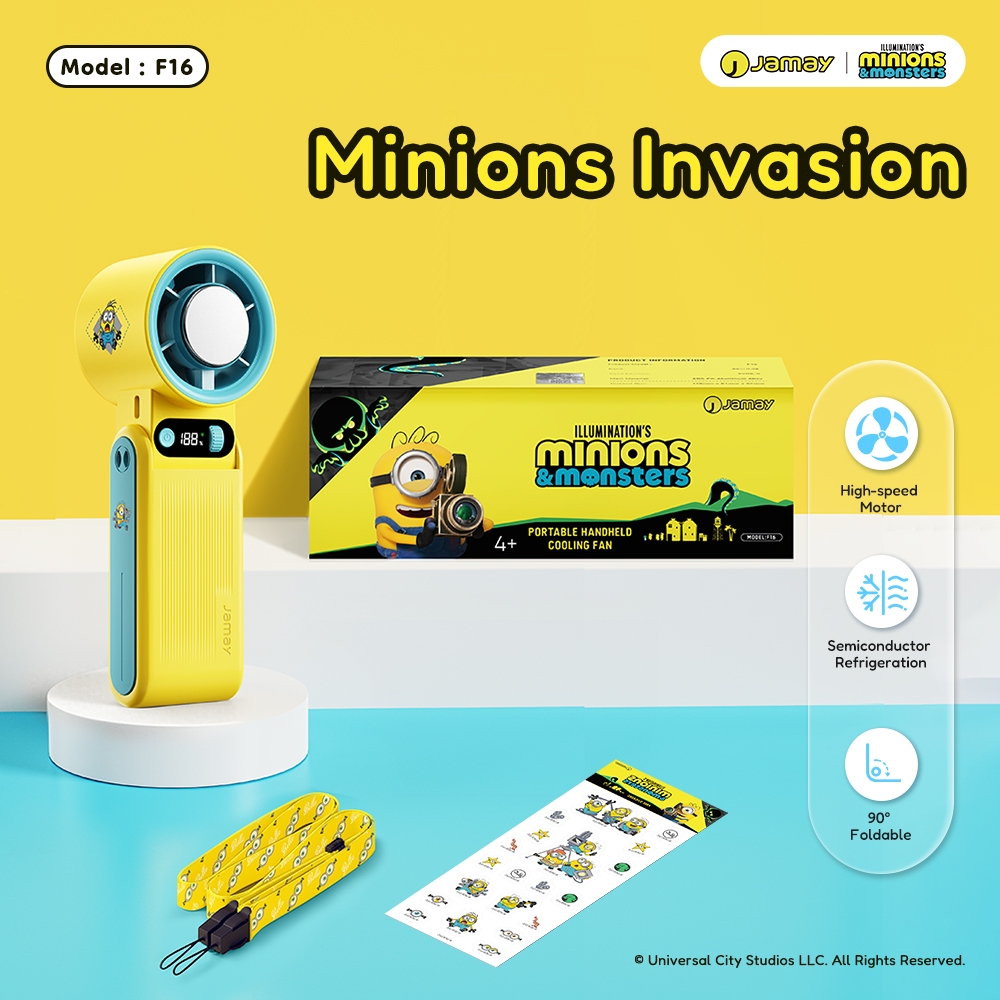 JAMAY Minions (tiểu hoàng nhân) chính hãng Quạt cầm tay Phiên bản giới hạn làm mát siêu tốc F16MNS