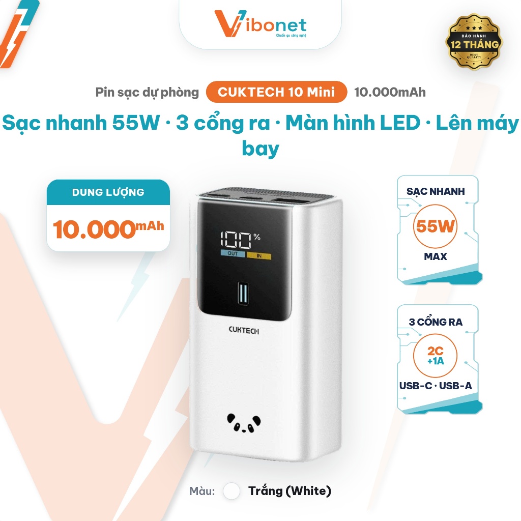 [Hỏa tốc HCM] Pin Sạc Dự Phòng CUKTECH 10 Mini PB1055 10.000mAh 55W | Chính Hãng Vibonet