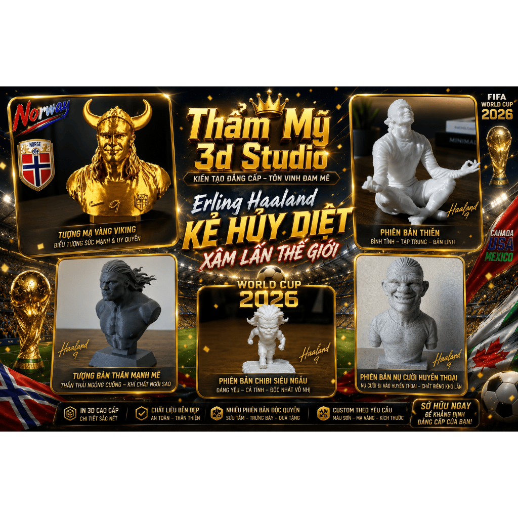 Mô Hình Erling Haaland In 3D World Cup 2026 | Tượng Trang Trí Cao Cấp | Thẩm Mỹ 3D Studio