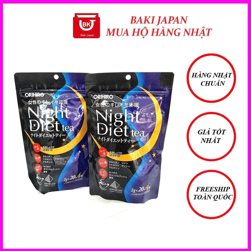 Trà giảm cân ban đêm Night Diet , Trà Night Diet giảm cân đẹp da ban đêm Orihiro của Nhật 20 gói