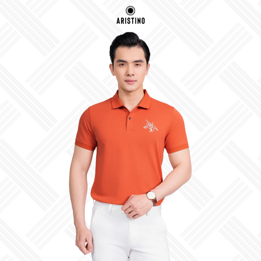 Áo Polo Nam Aristino họa tiết , form suông Regular Fit, chất liệu sợi sồi cao cấp APS140AS4