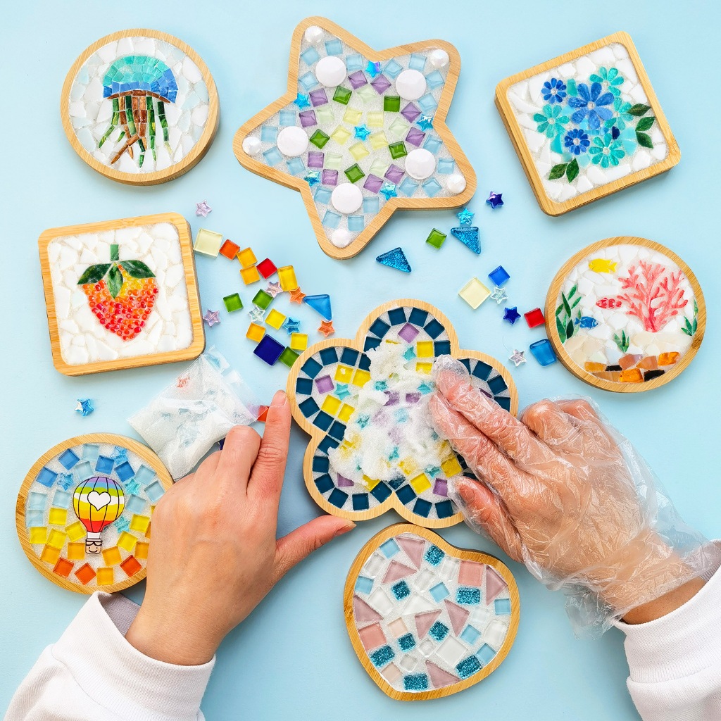 Bộ Làm Tranh Mosaic DIY Sâu Craft – Bộ Ghép Mosaic Đầy Đủ Nguyên Liệu, Đồ Chơi Thủ Công Sáng Tạo